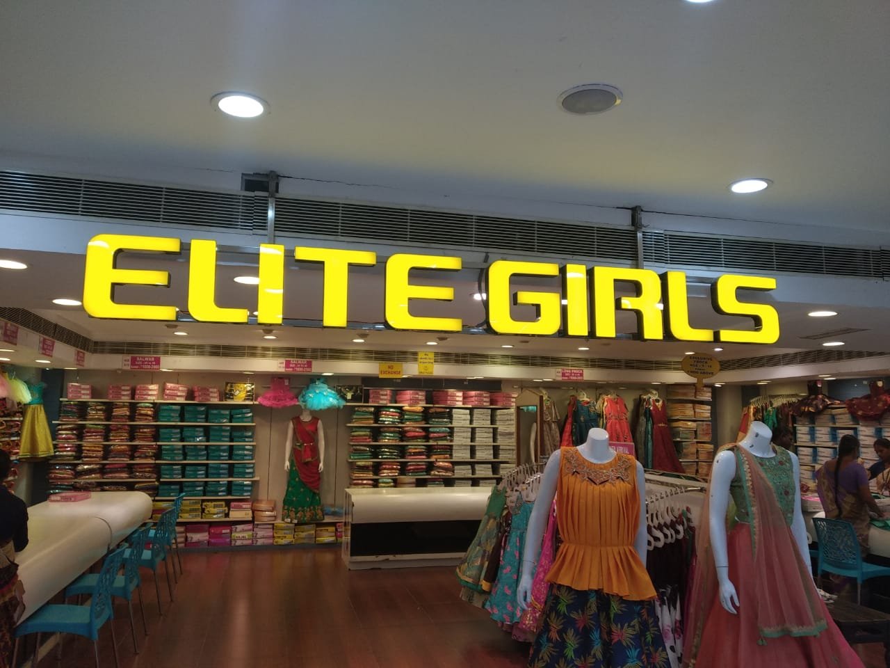 Yellow channel letter storefront sign
