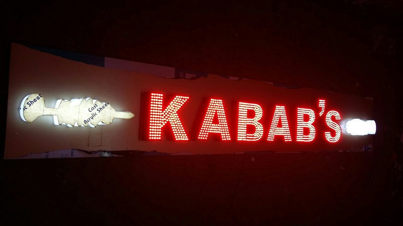 Red LED lit lettering sign